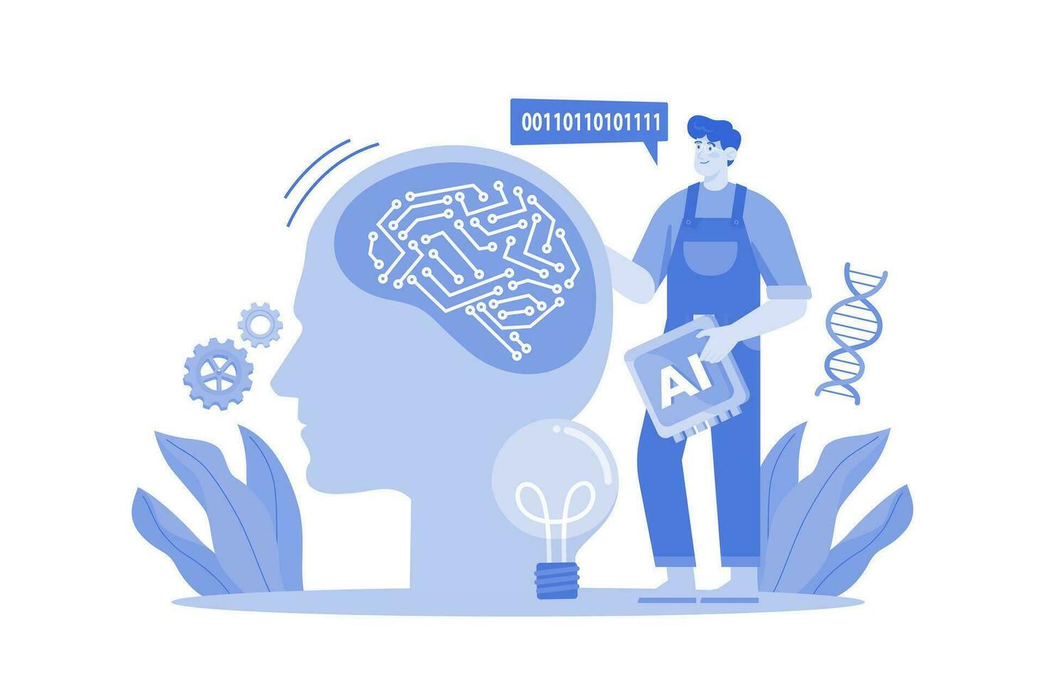 AI Production Illustration concept on white background vector