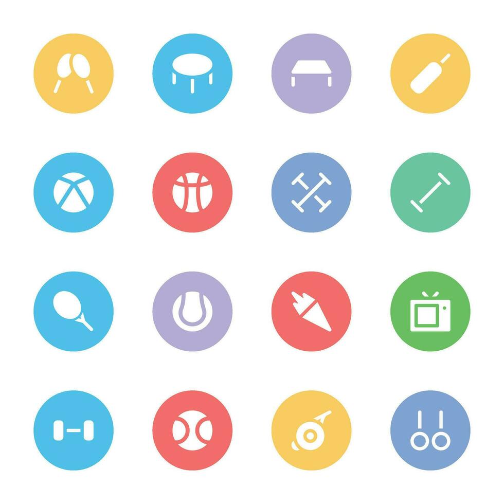 Set of Games Flat Round Icons vector