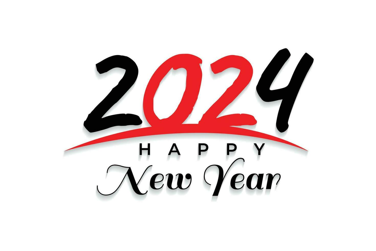 Happy new year 2024 red text typography design element for flyer banner design vector