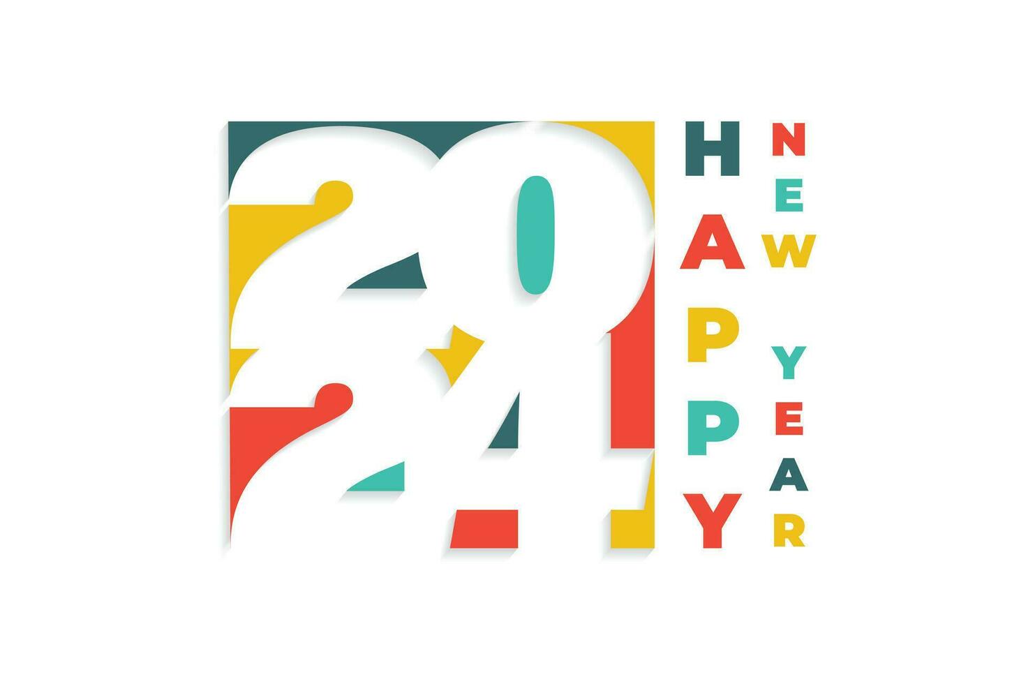 Colorful design number 2024 for celebration of happy new year vector