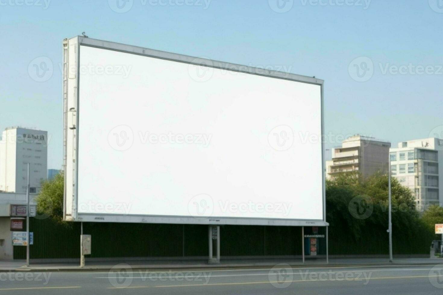 Blank billboard mockup with white screen. AI Generative Pro Photo