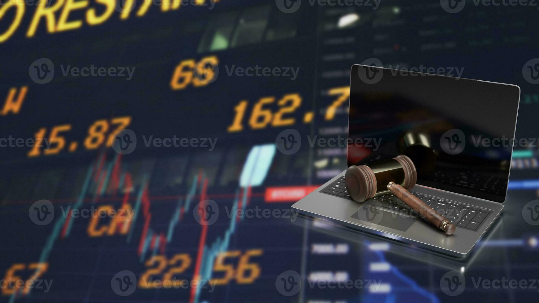 The hammer on notebook and chart Business Background  for law concept 3d rendering photo