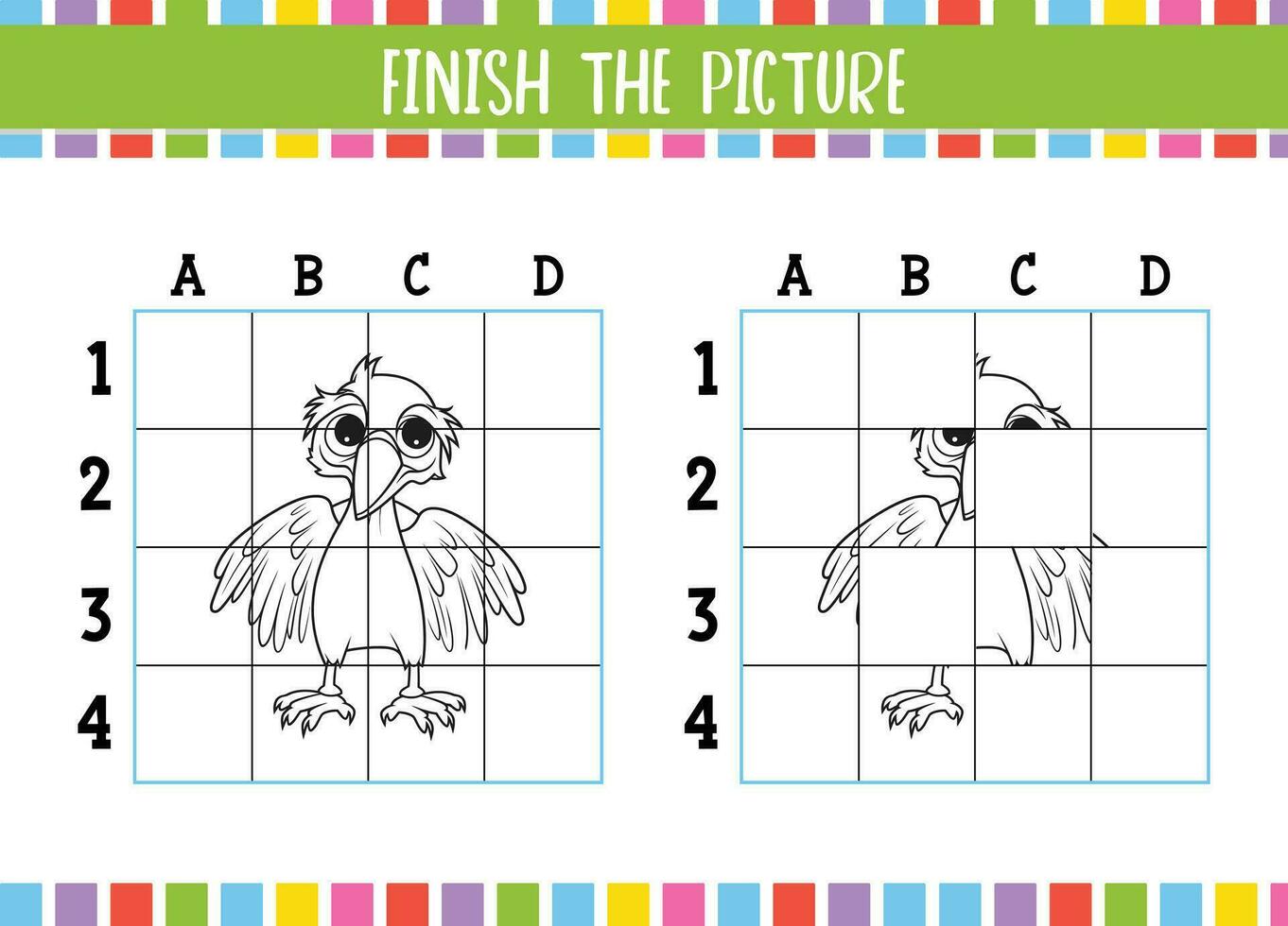 Interactive Kids Game Worksheet Coloring Page Finish the picture vector