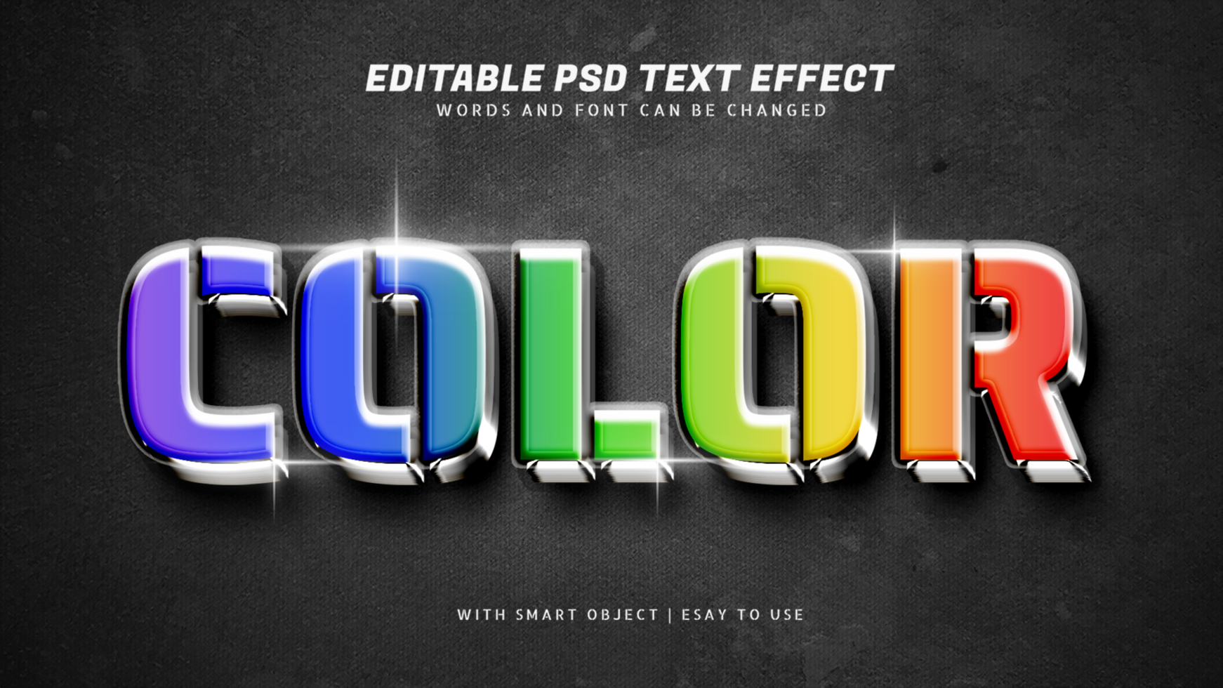 Colorful 3d style text effect editable psd
