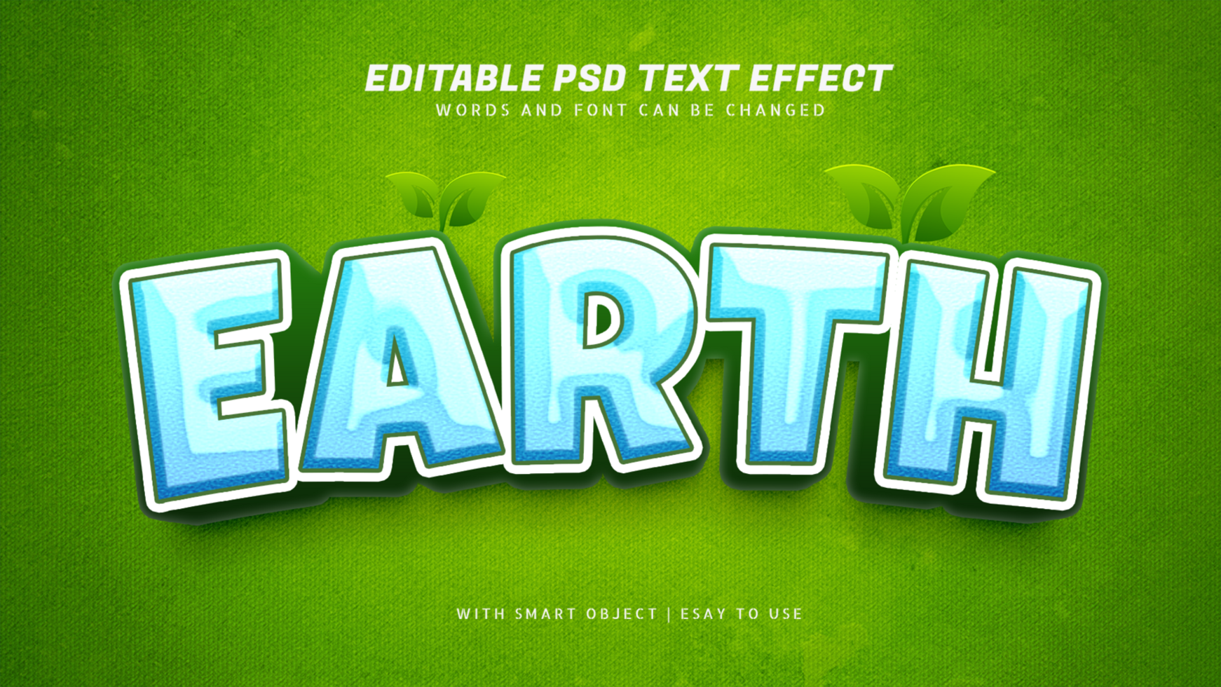 Earth 3d style text effect editable psd