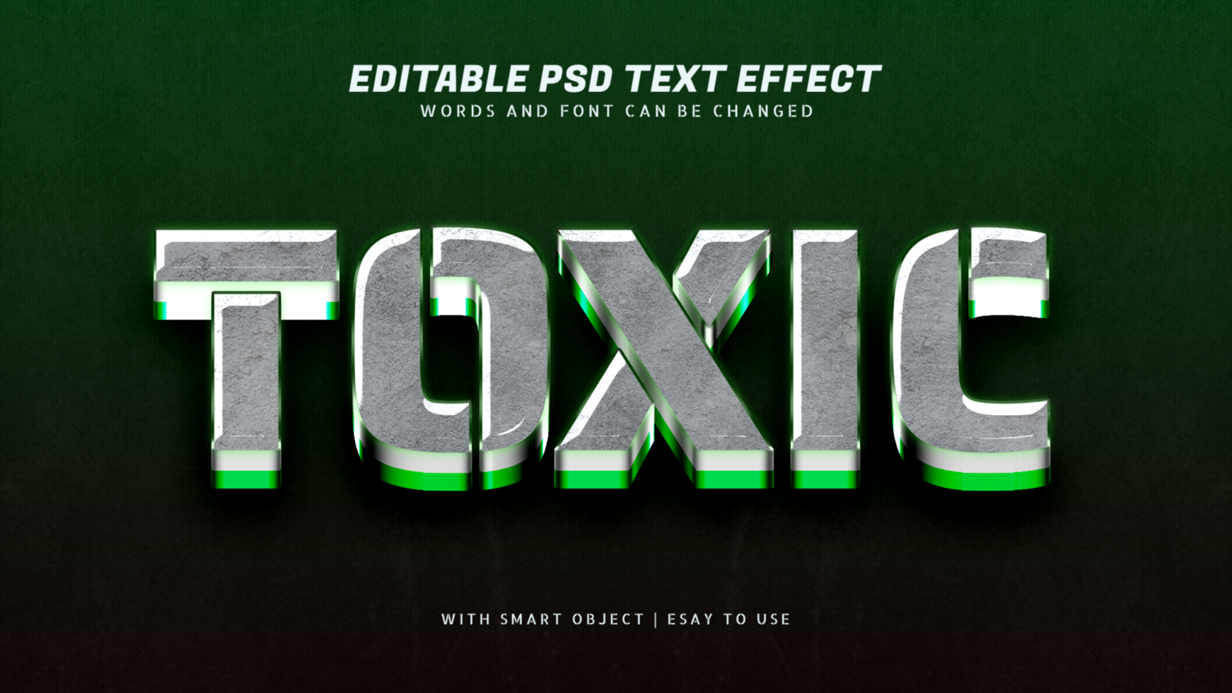 Toxic 3d text effect editable psd