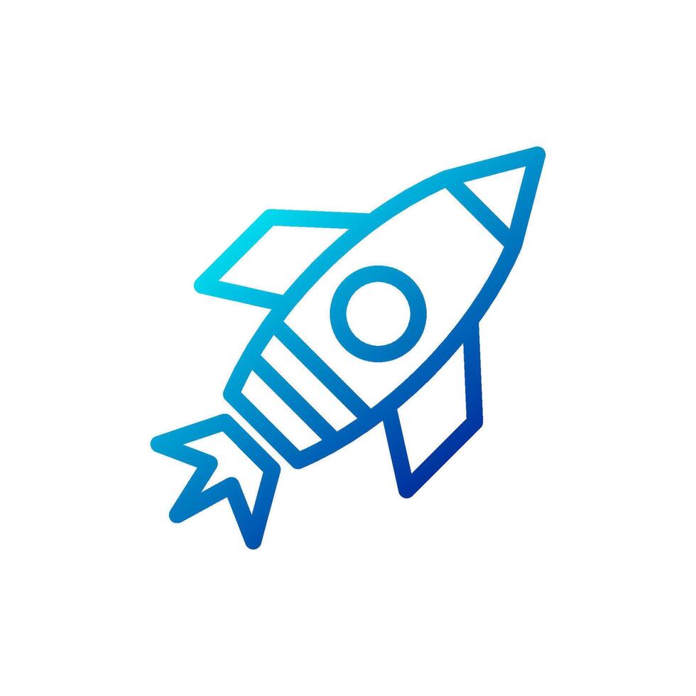 Rocket icon gradient blue business symbol illustration. vector