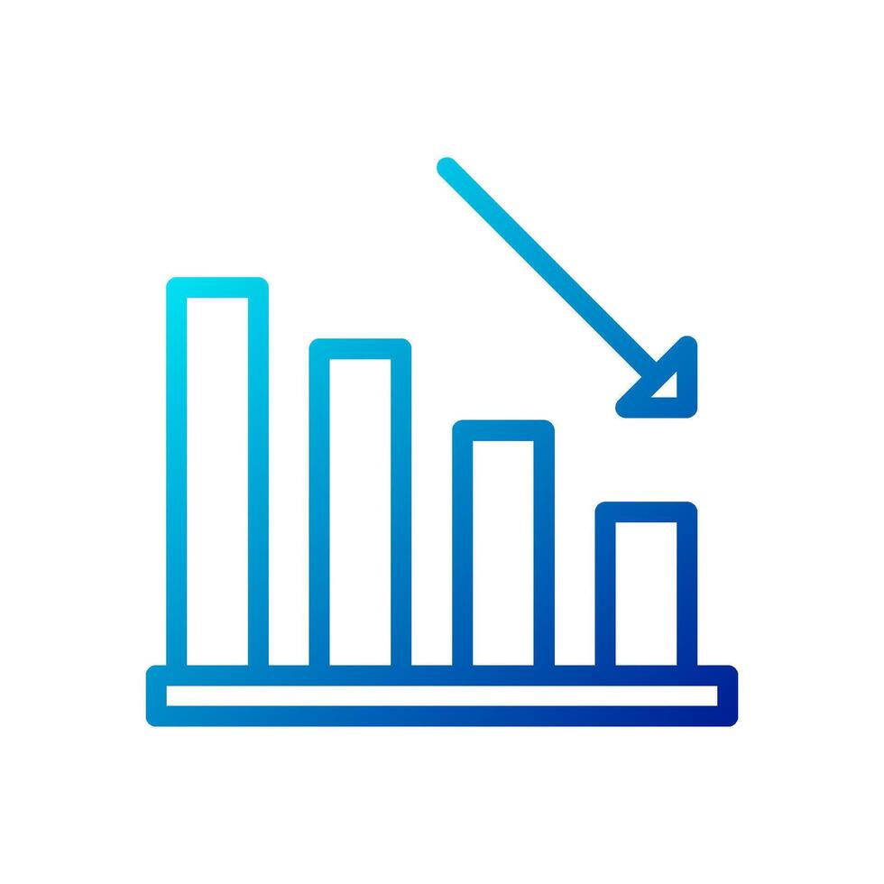 Chart icon gradient blue business symbol illustration. vector