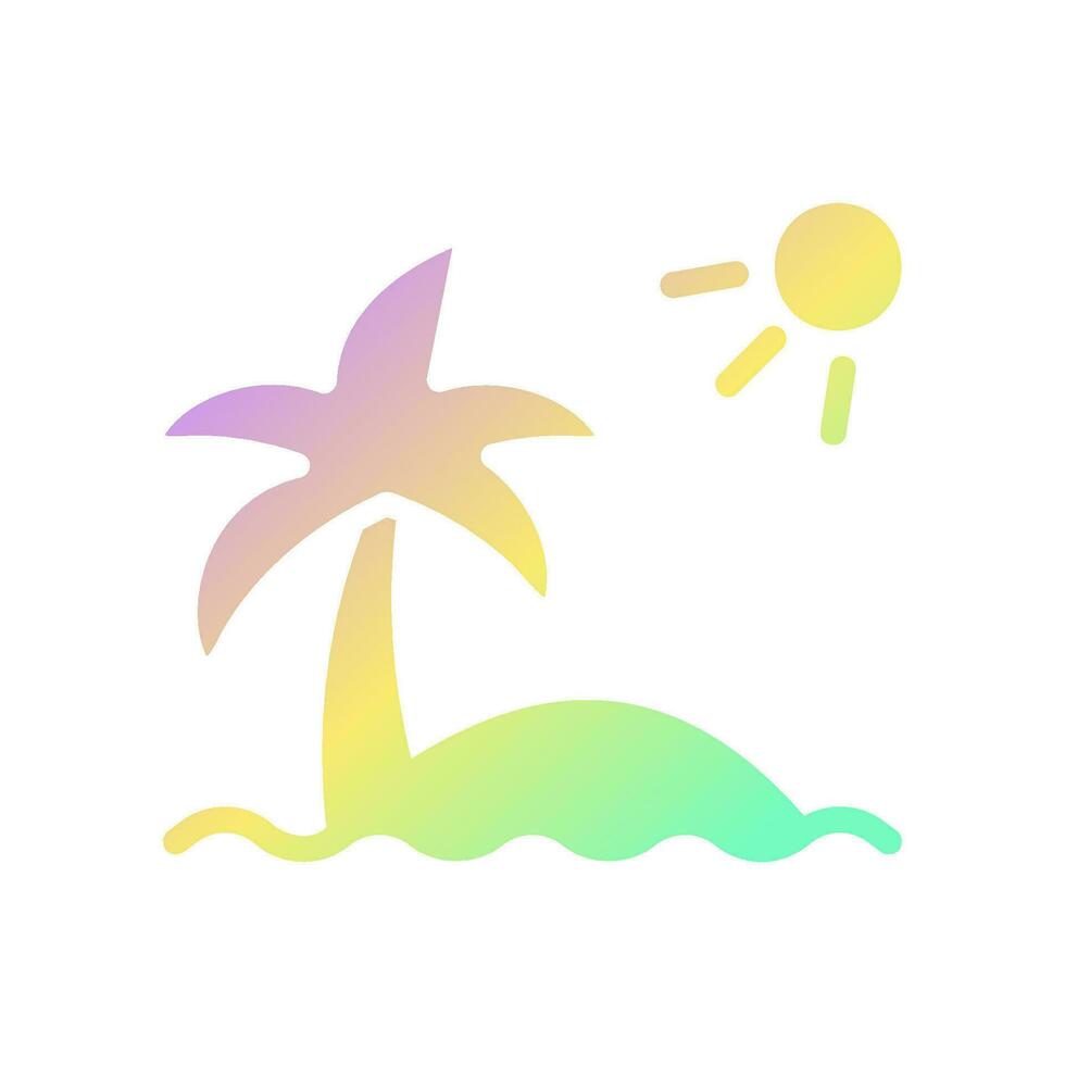 Island icon solid gradient purple yellow green summer beach symbol illustration. vector