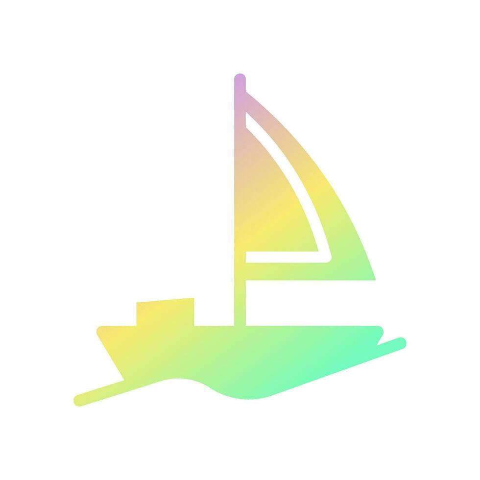Boat icon solid gradient purple yellow green summer beach symbol illustration. vector