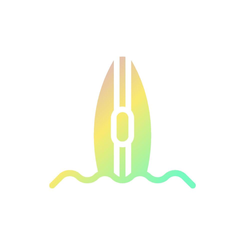 Surfing icon solid gradient purple yellow green summer beach symbol illustration. vector