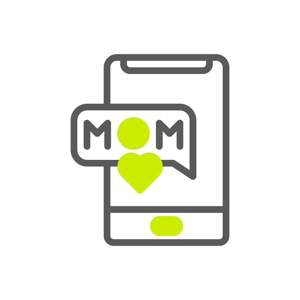 Phone mom icon duotone grey vibrant green colour mother day symbol illustration. vector