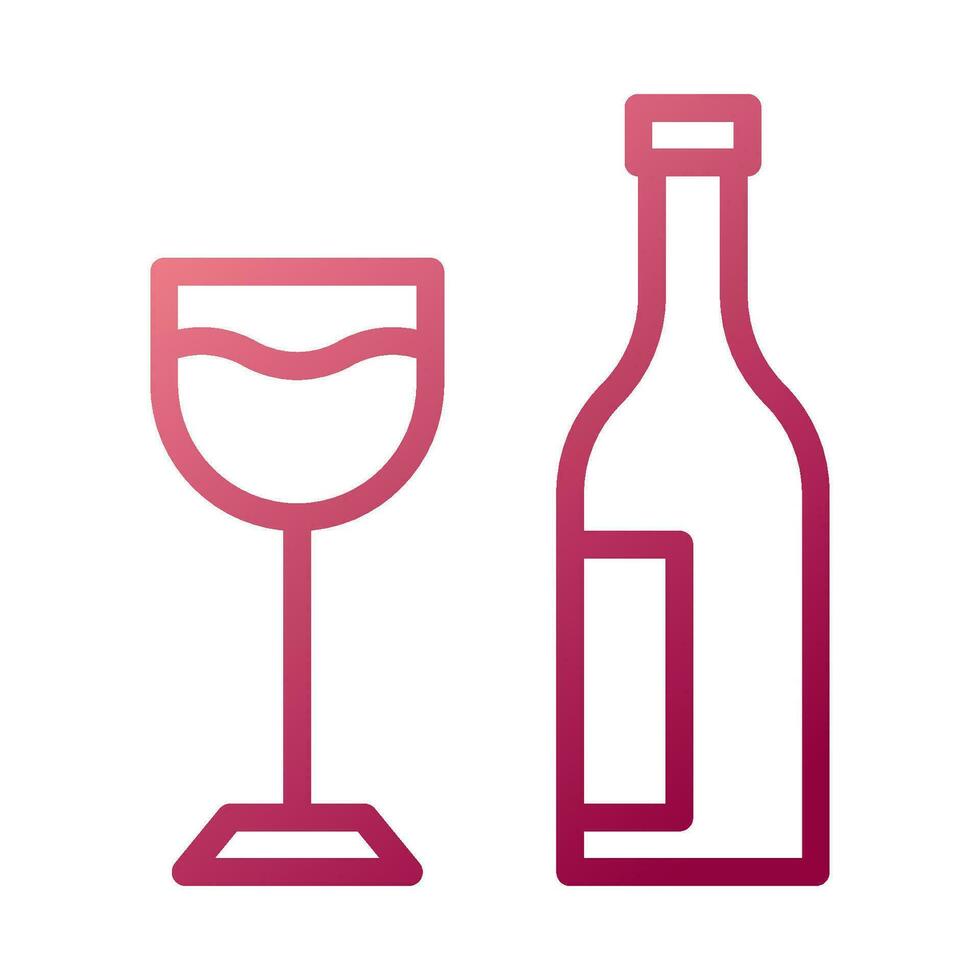 Glass wine icon gradient white red colour easter symbol illustration. vector