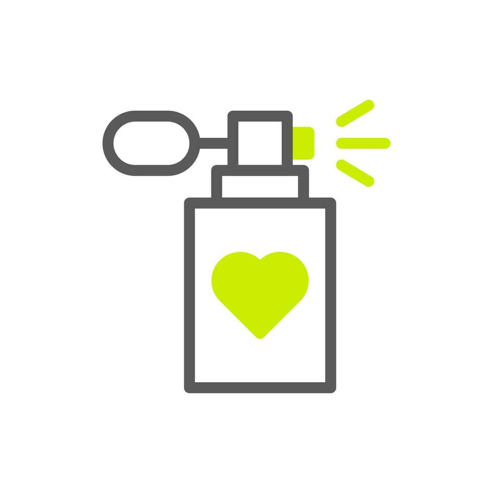 Perfume love icon duotone grey vibrant green colour mother day symbol illustration. vector