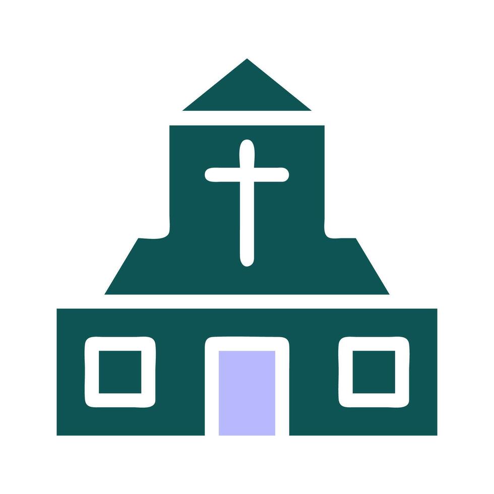 Cathedral icon solid green purple colour easter symbol illustration. vector