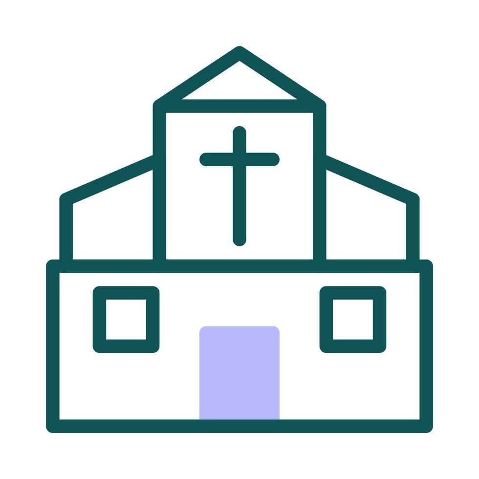 Cathedral icon duotone green purple colour easter symbol illustration. vector
