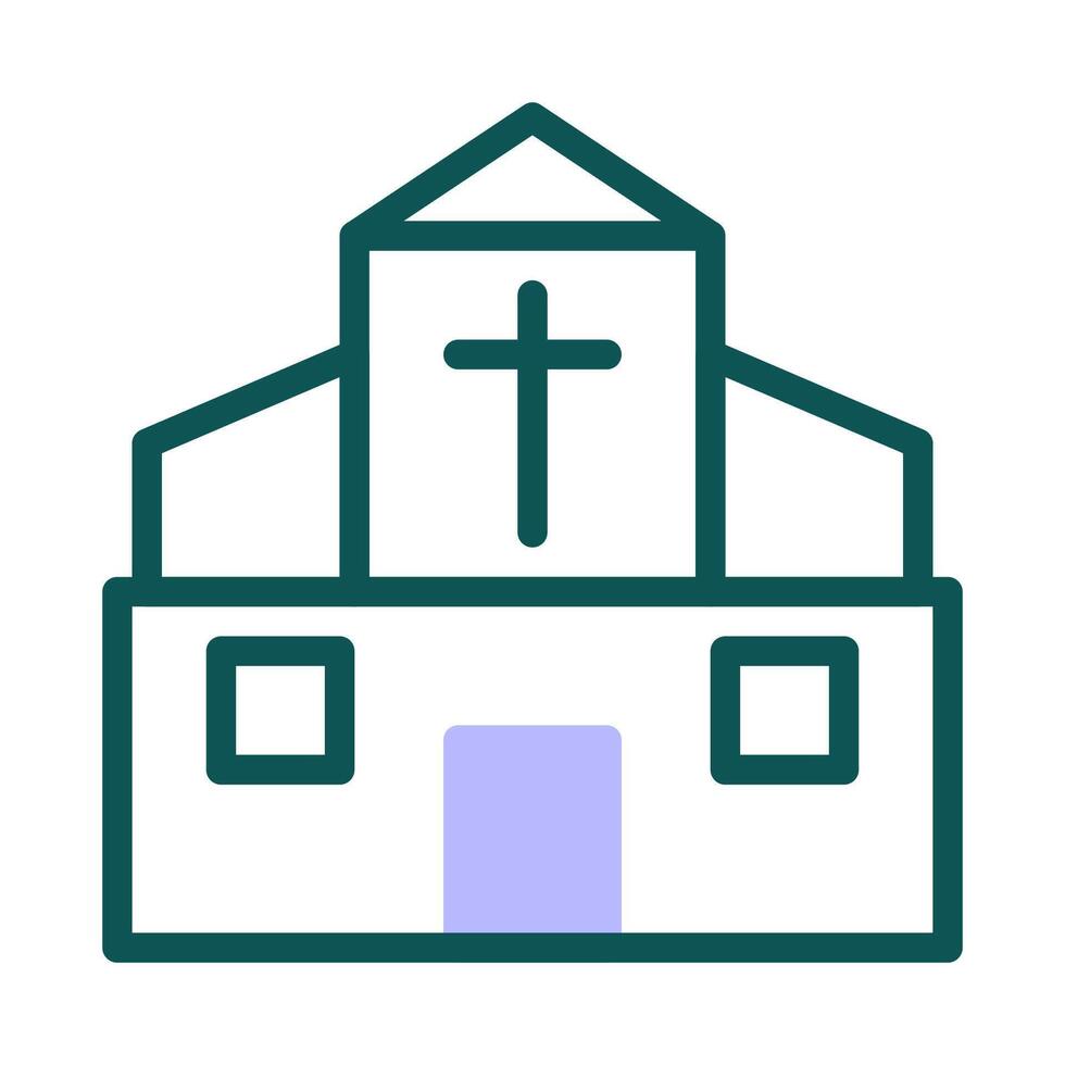 Cathedral icon duotone green purple colour easter symbol illustration. vector