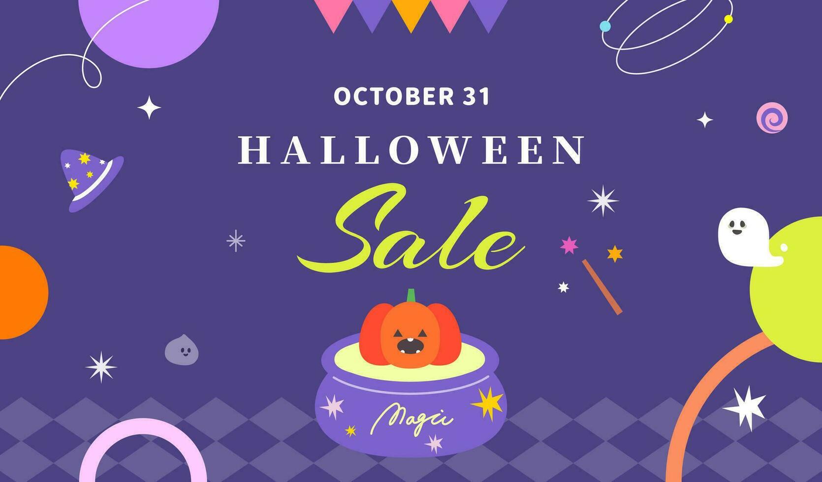 Halloween Party Night illustration background design template. pumpkin, invitation card, social media, sale poster banner, packaging vector