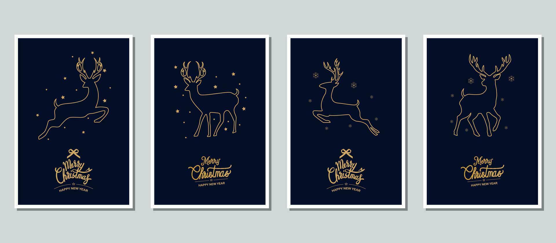 Merry Christmas modern card set elements greeting text vector