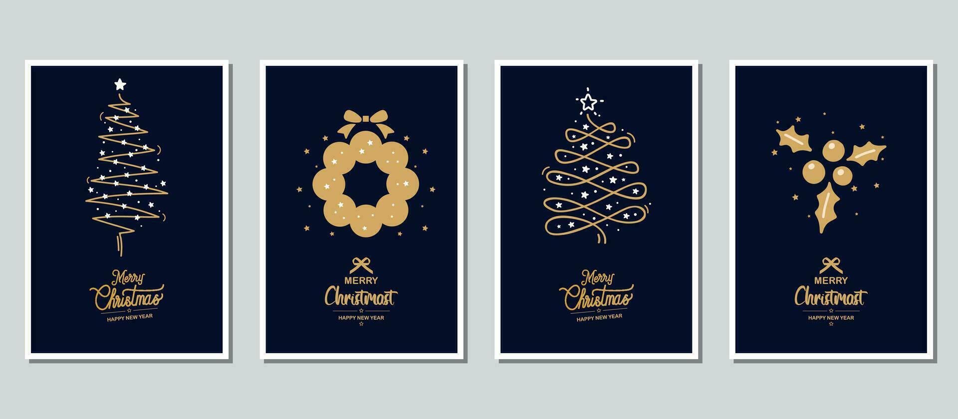 alegre Navidad moderno tarjeta conjunto elementos saludo texto vector