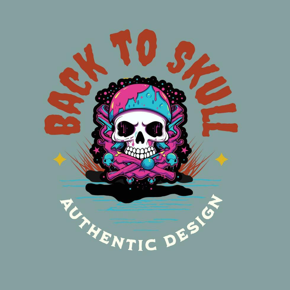 Blue Skull with Pink Bandana in Light Blue Background vector