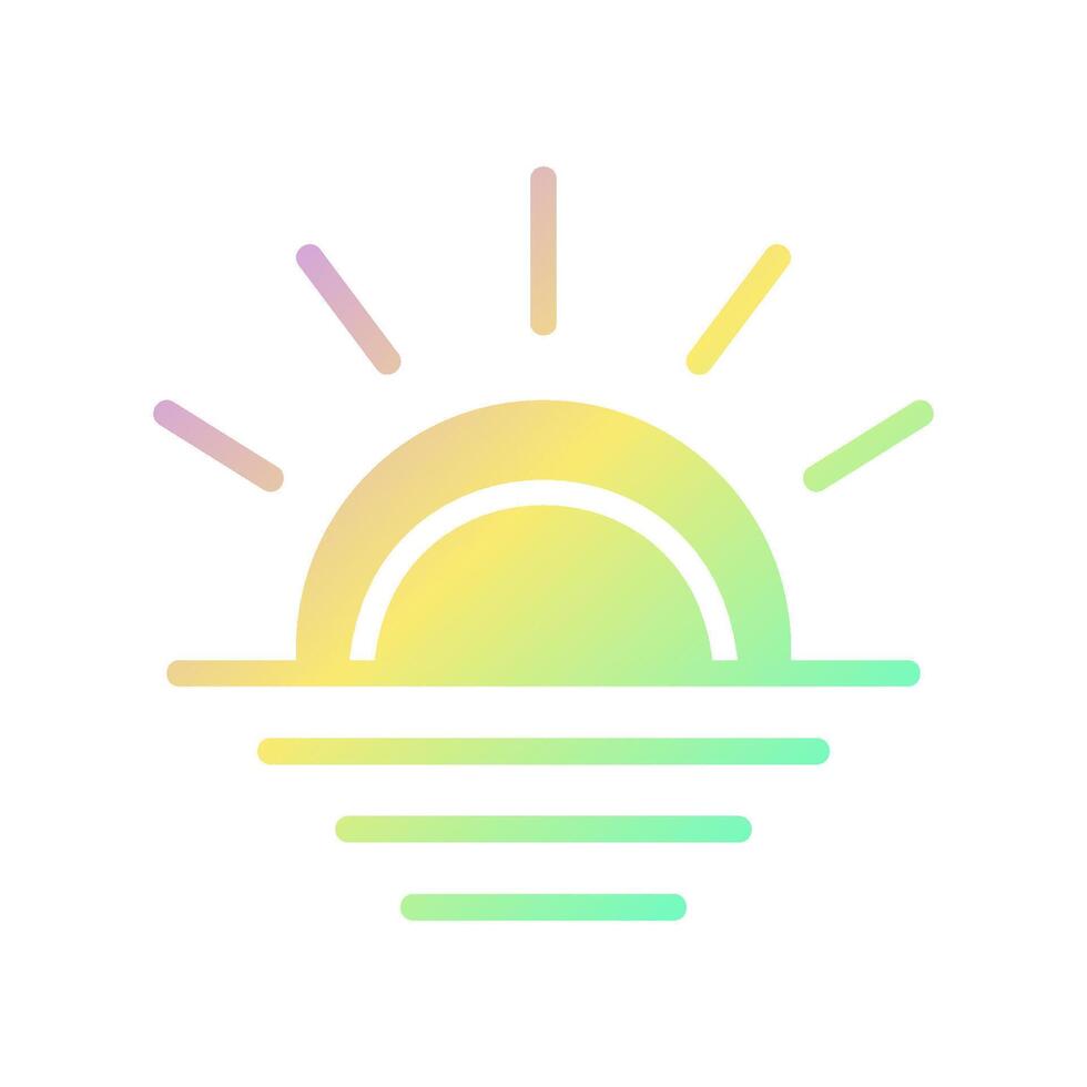 Weather icon solid gradient purple yellow green summer beach symbol illustration. vector