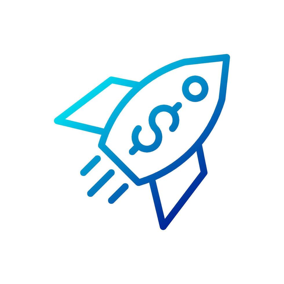 Rocket icon gradient blue business symbol illustration. vector