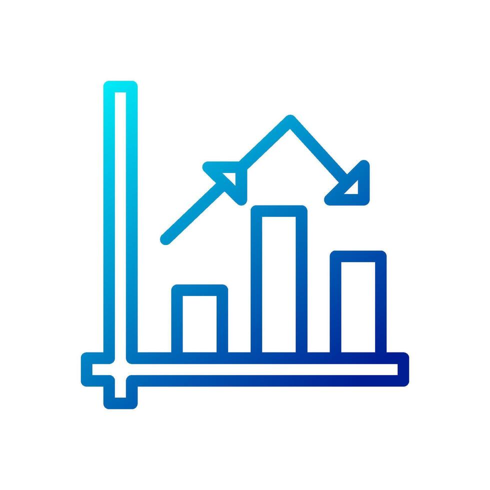 Chart icon gradient blue business symbol illustration. vector