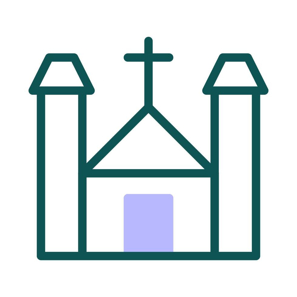 Cathedral icon duotone green purple colour easter symbol illustration. vector