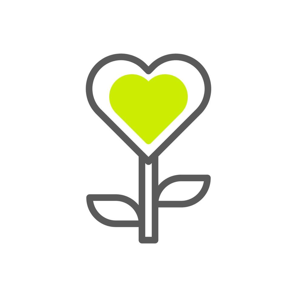 Flower love icon duotone grey vibrant green colour mother day symbol illustration. vector