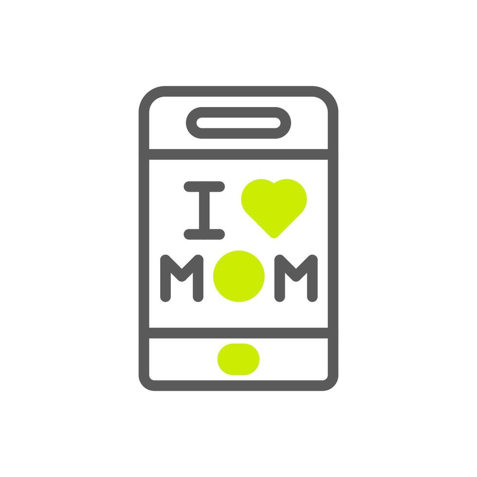 Phone mom icon duotone grey vibrant green colour mother day symbol illustration. vector