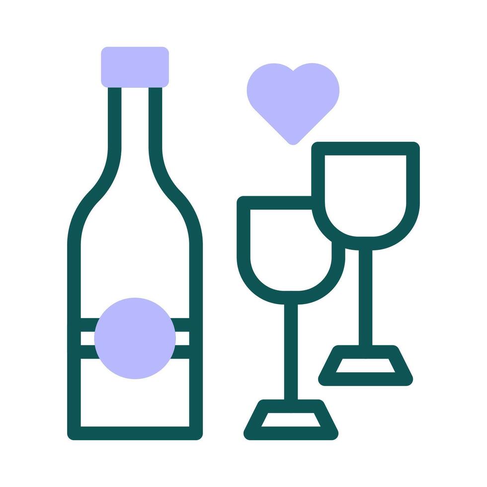 Glass wine icon duotone green purple colour easter symbol illustration. vector