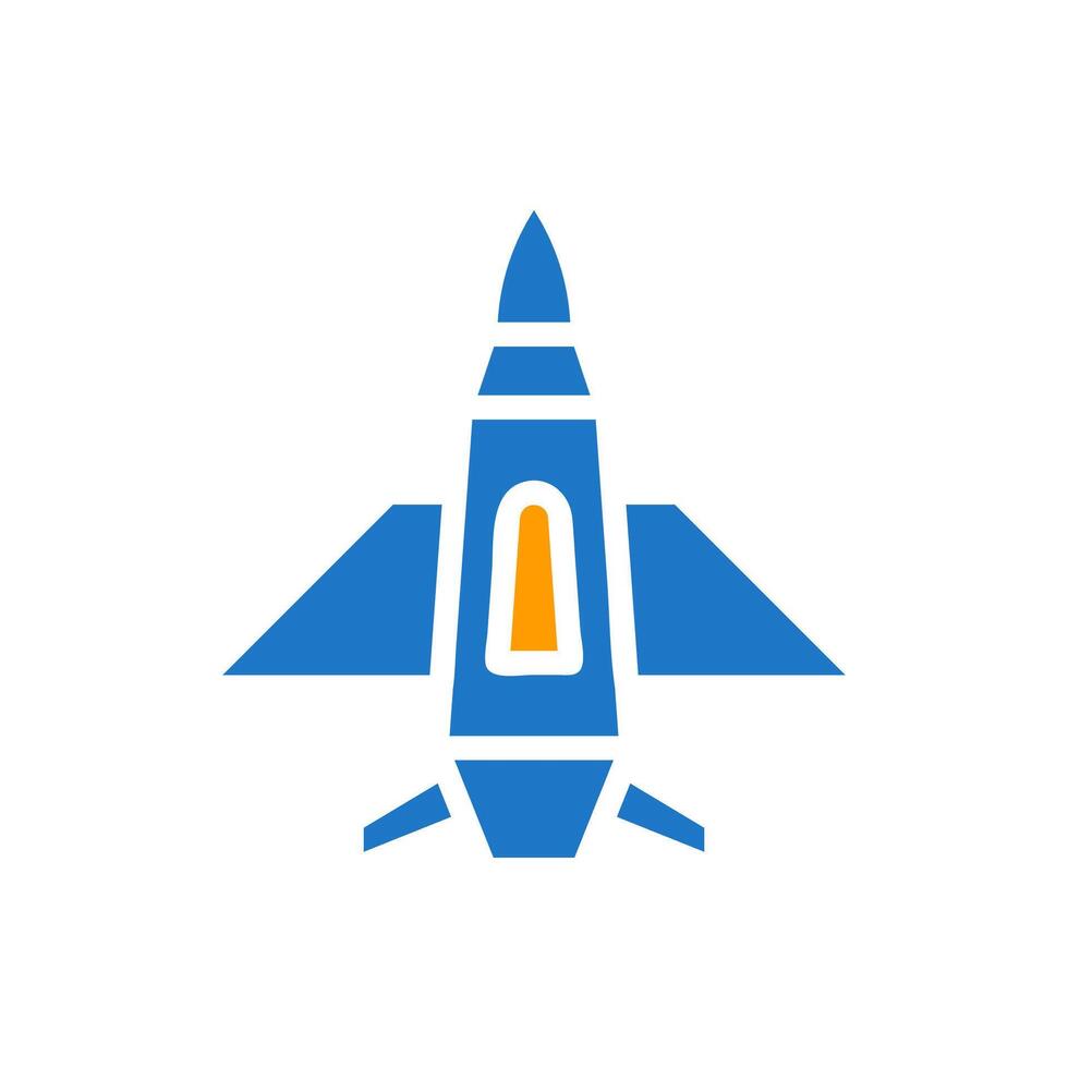 Airplane icon solid blue orange colour military symbol perfect. vector