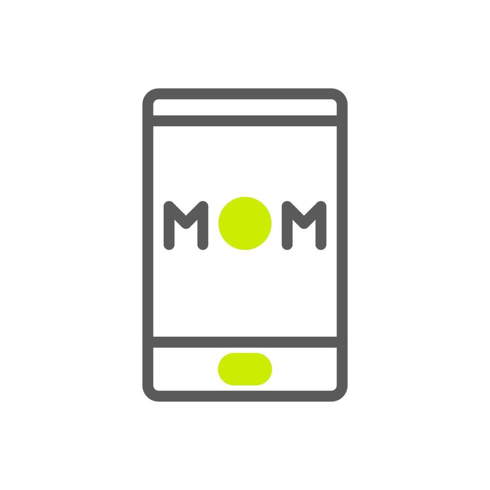 Phone mom icon duotone grey vibrant green colour mother day symbol illustration. vector