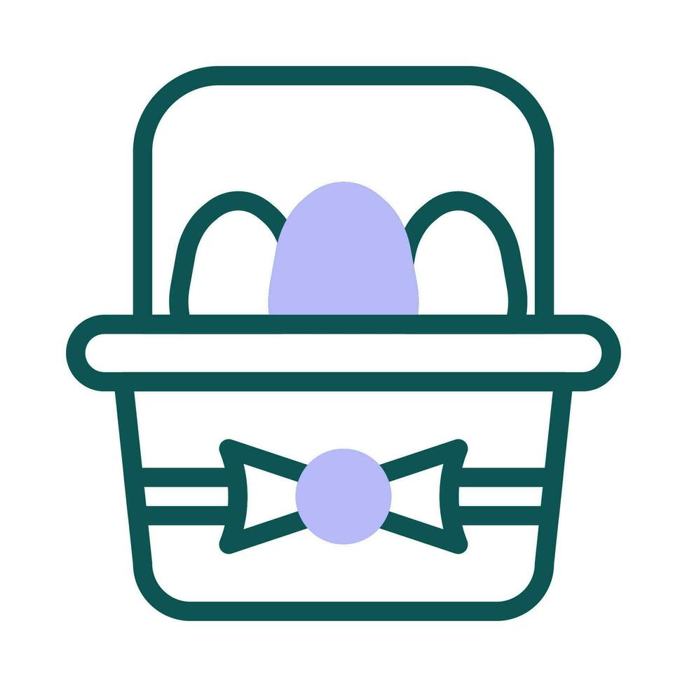 Cubeta huevo icono duotono verde púrpura color Pascua de Resurrección símbolo ilustración. vector