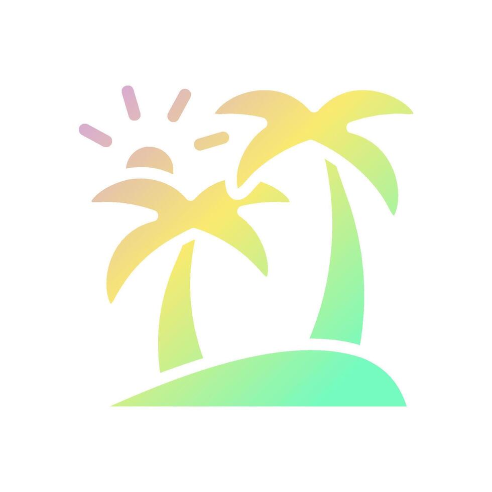 isla icono sólido degradado púrpura amarillo verde verano playa símbolo ilustración. vector