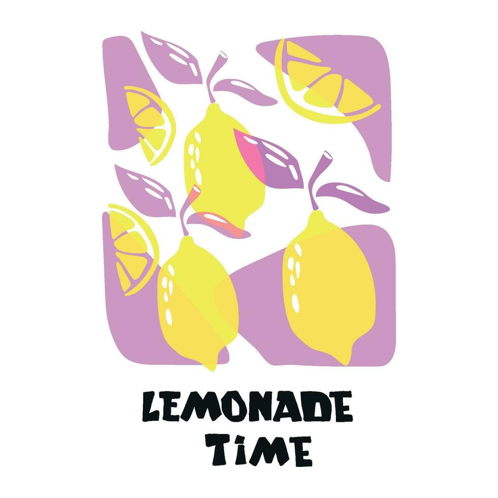 Lemonade lettering with lemon label. Brush calligraphy of word lemonade. vector