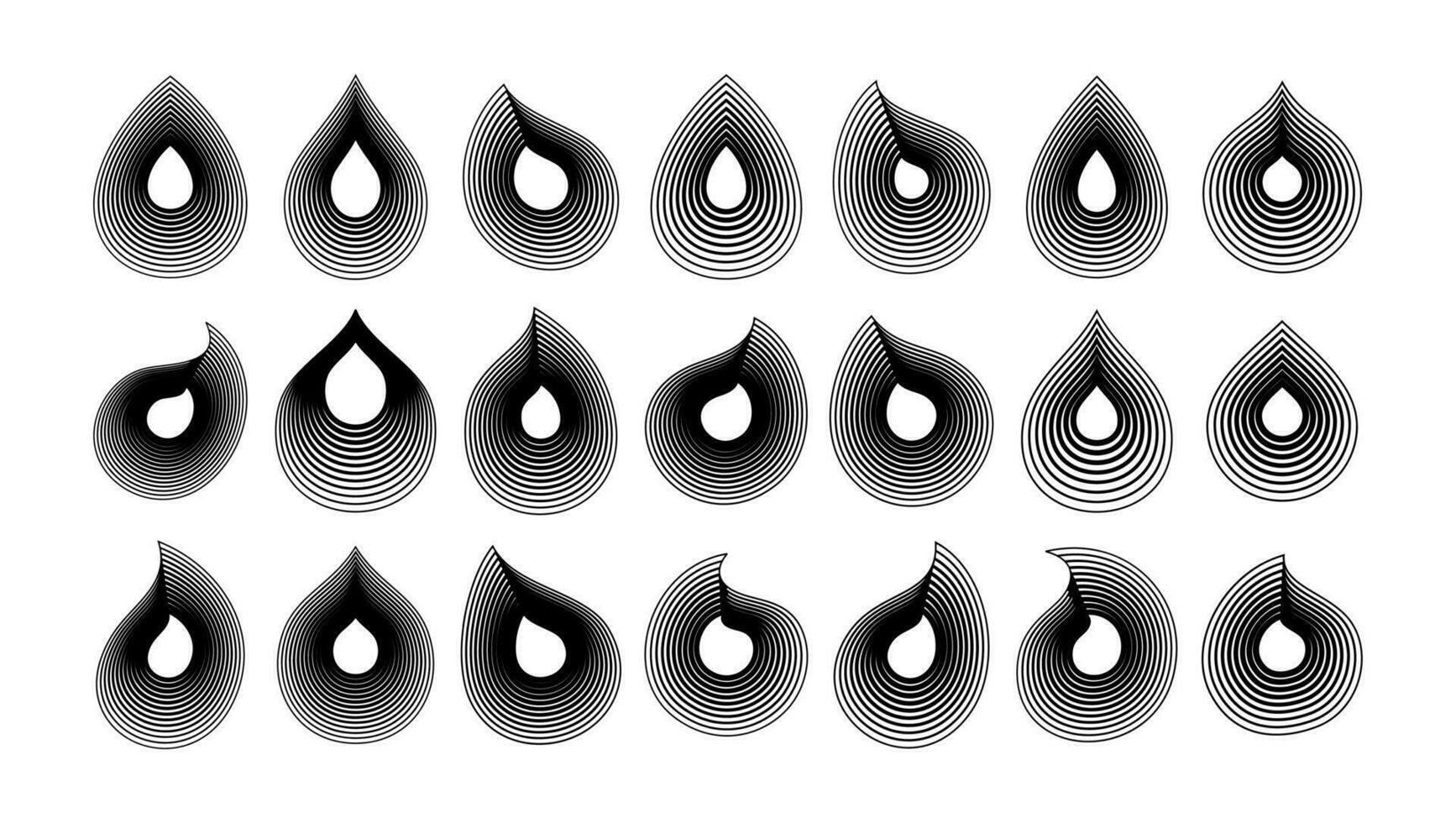 Modern dynamic motion line fluid water droplet icon logo design bundle vector