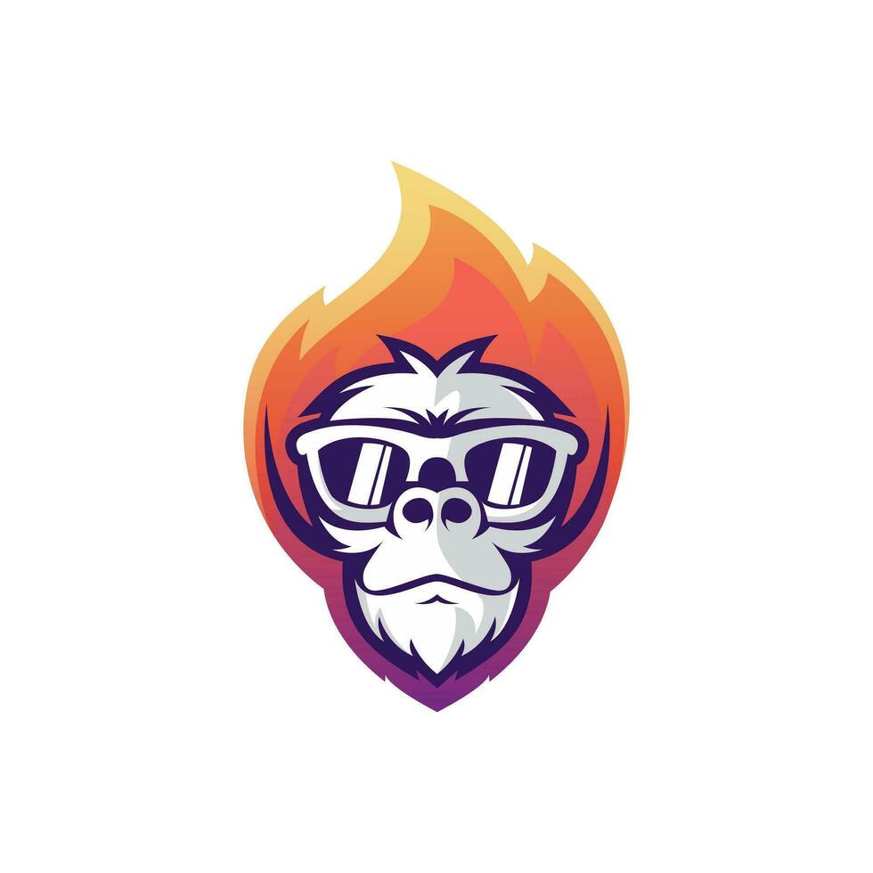 fuego gorila logo vector diseño modelo