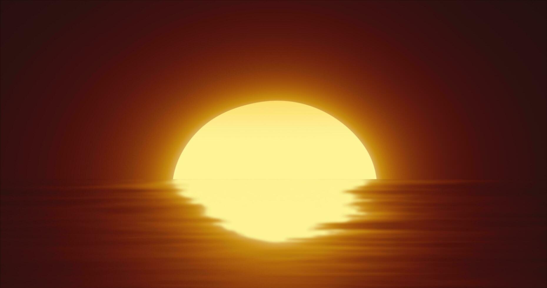 Abstract orange sun over water and horizon with reflections background photo