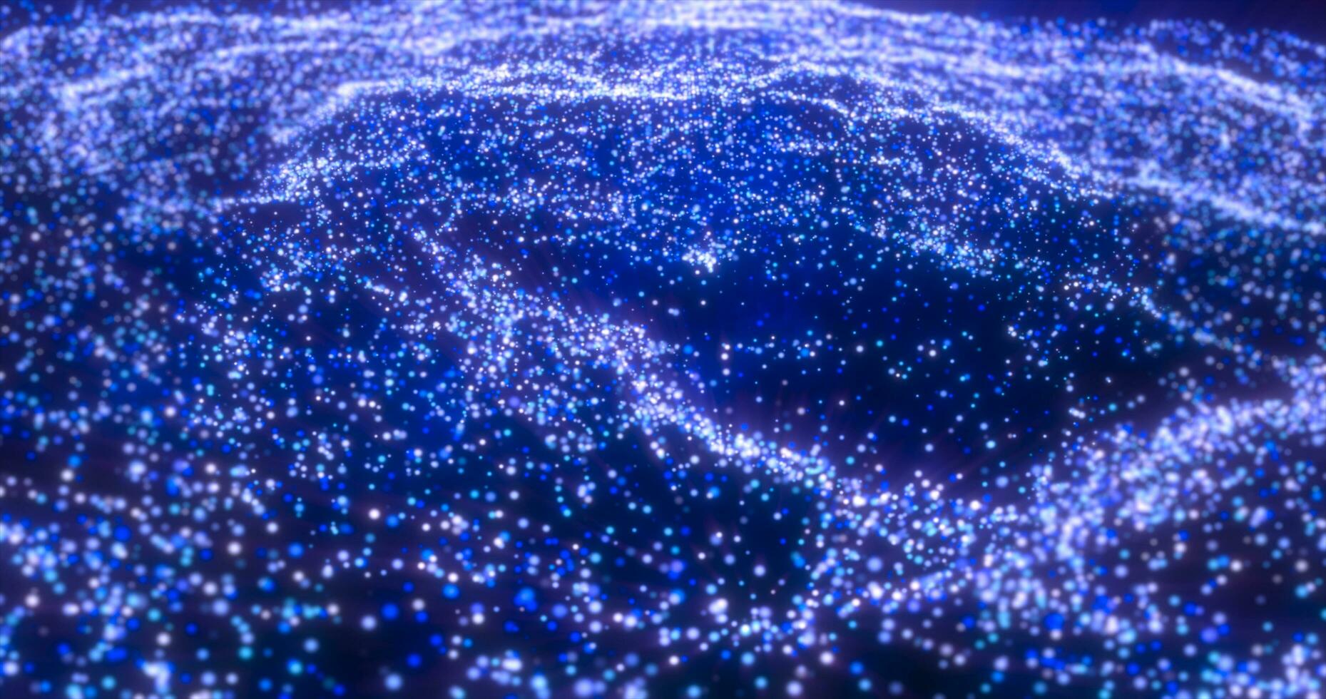 Blue waves from energy particles magical glowing high tech futuristic light dots abstract background photo