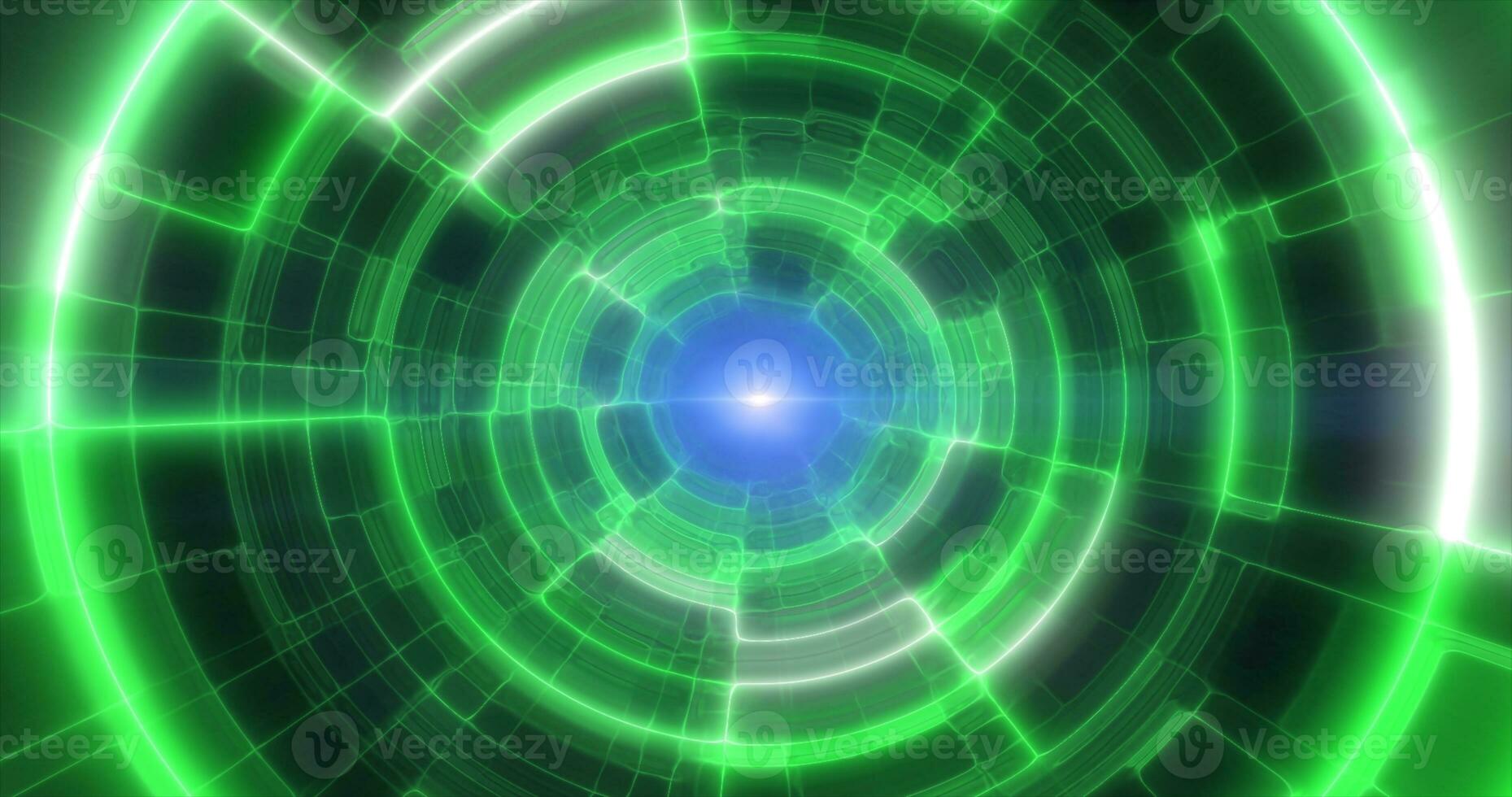 Green energy tunnel with glowing bright electric magic lines scientific futuristic hi-tech abstract background photo