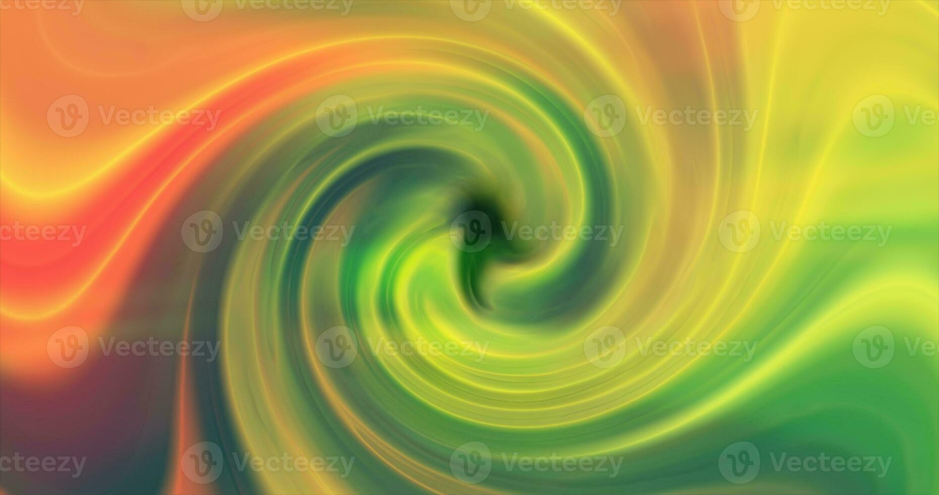 Green background of twisted swirling energy magical glowing light lines abstract background photo