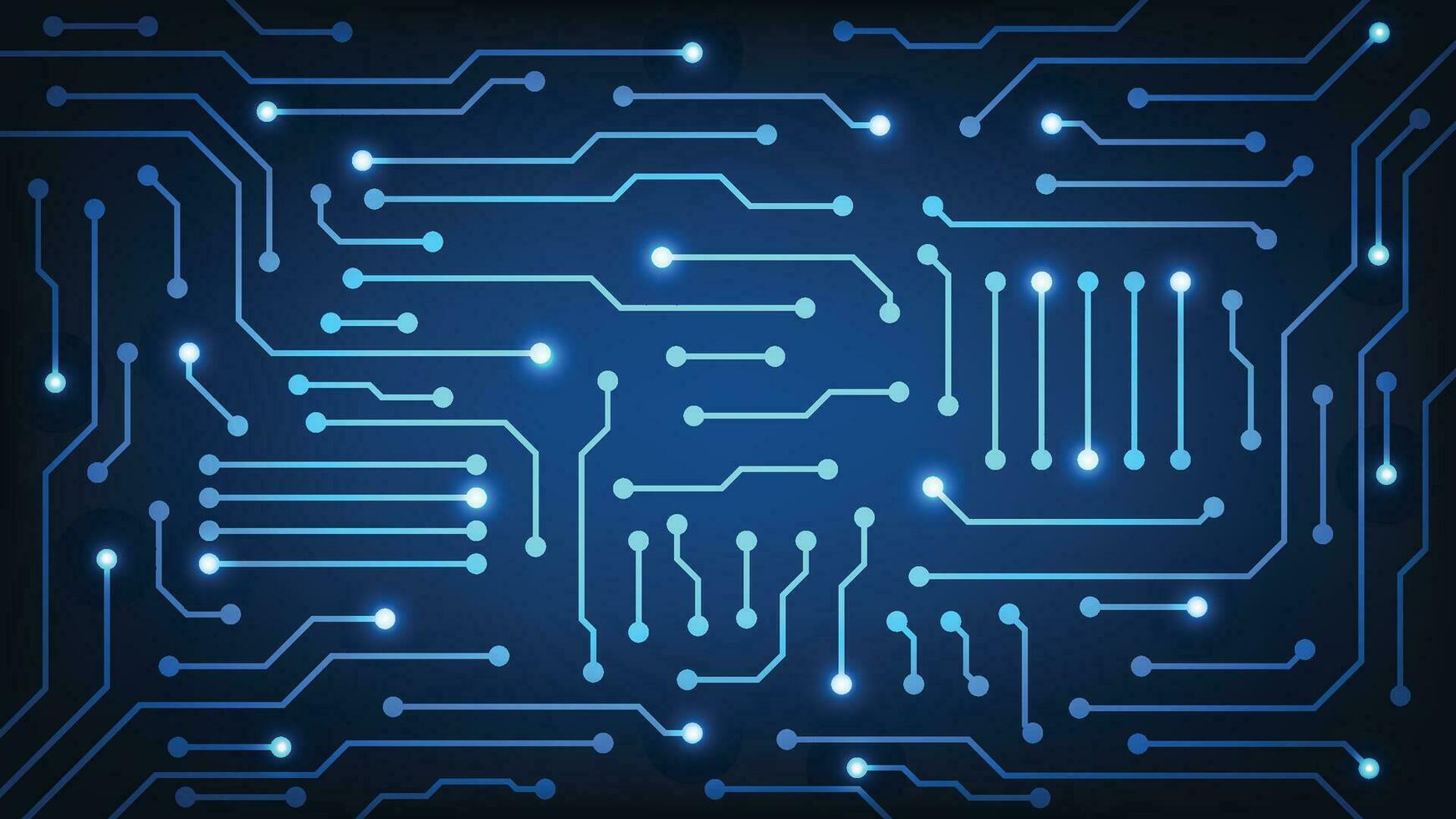 Hi tech digital circuit board. AI pad and electrical lines connected on blue lighting background. futuristic technology design element concept vector