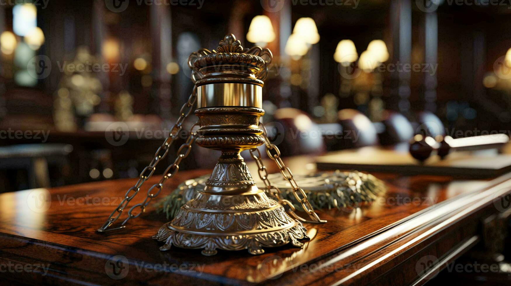 Judge gavel on the table. The concept of justice and corruption photo