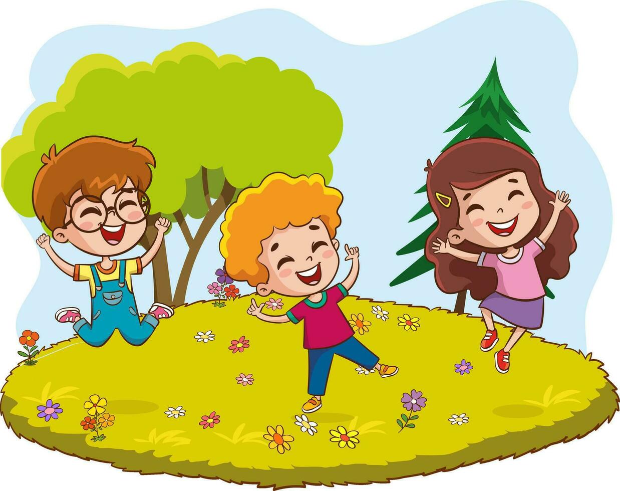 Vector Illustration Of Cartoon Children