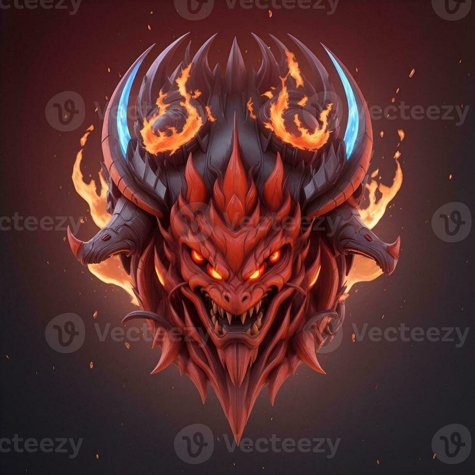 fire devil head mascot, for t-shirts, banners and esports game logos, AI generated photo