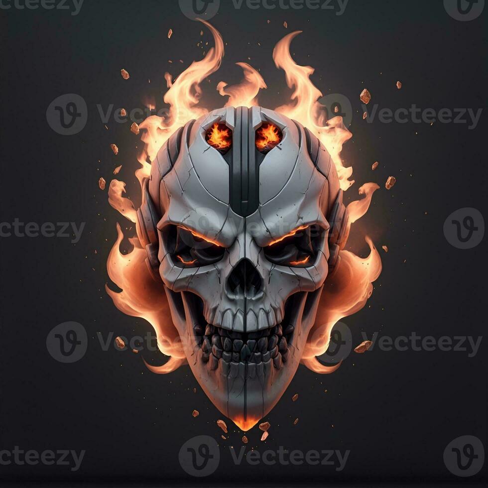 head skull fire mascot and esport gaming logo, AI generated photo