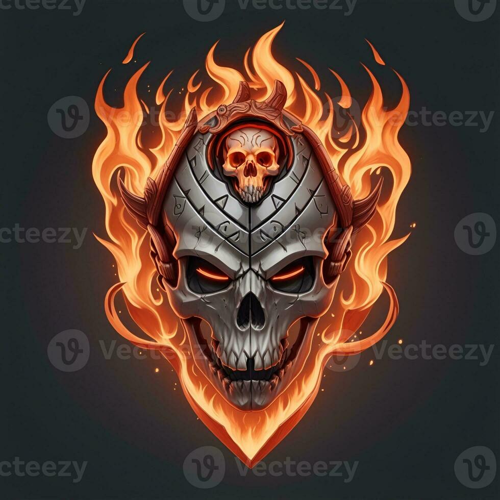 head skull fire mascot and esport gaming logo, AI generated photo