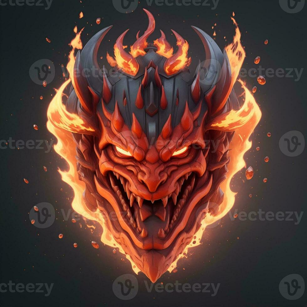 fire devil head mascot, for t-shirts, banners and esports game logos, AI generated photo